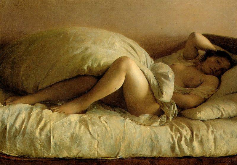Johann Baptist Reiter Slumbering Woman oil painting image